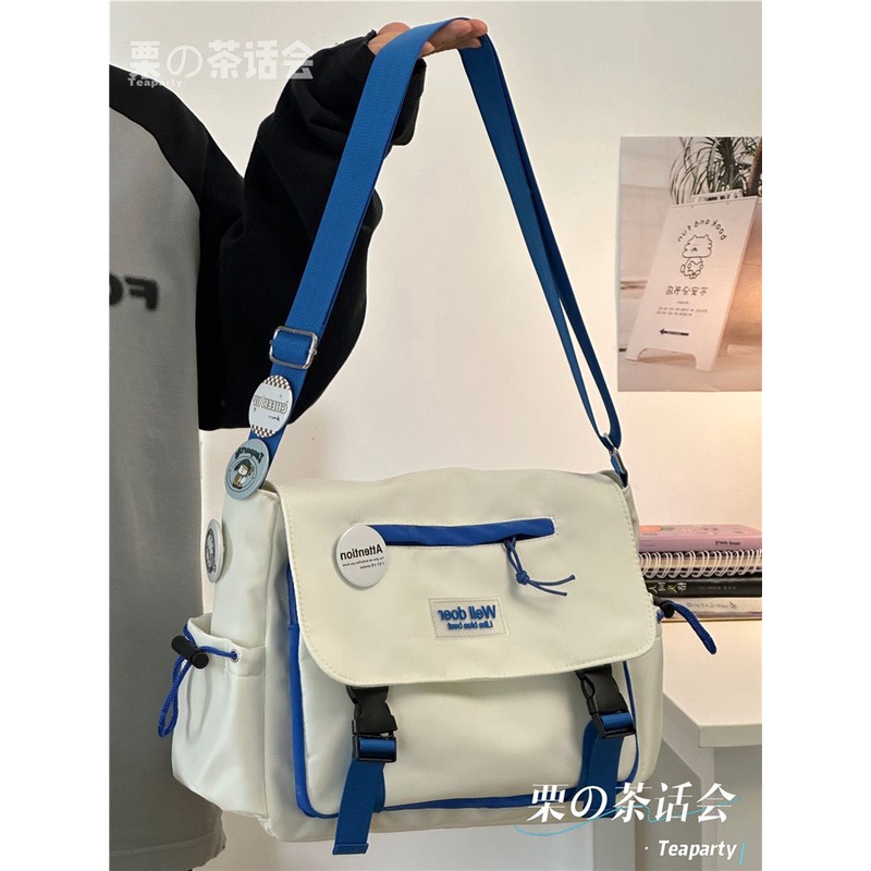 ▩◙Sera  Toko Mahasiswa Messenger Tas Kelas Ransel Kasual Tas Bahu Jepang Tas Wanita Harajuku Retro Tukang Pos Tas Pria