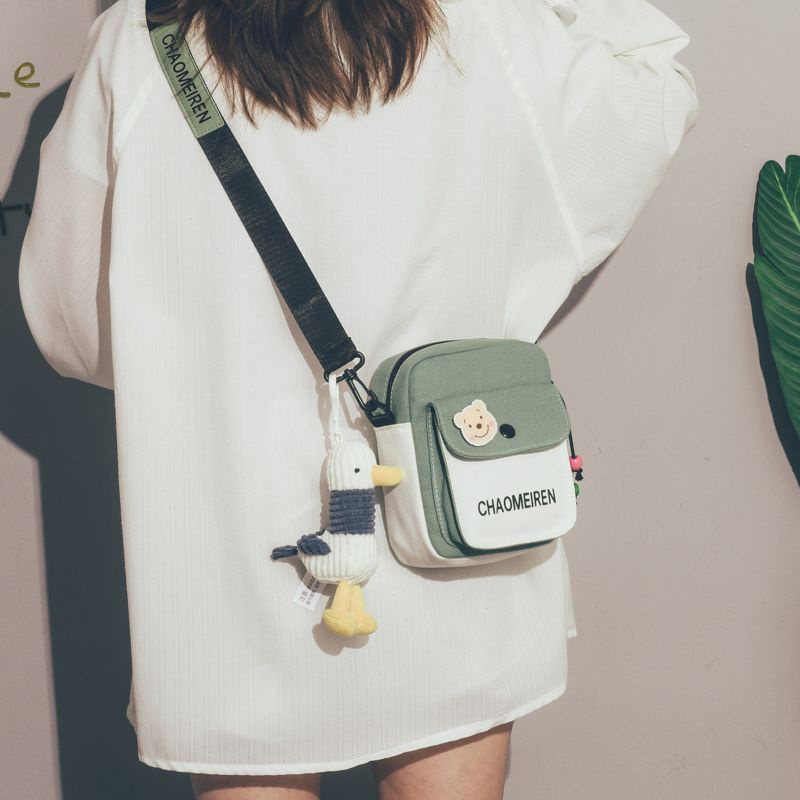 ❈◄Sera  Bag Girl 2020 Baru Gadis Lucu Mahasiswa Messenger Tas Serbaguna Gaya Korea Seni Satu Bahu Tas Kanvas