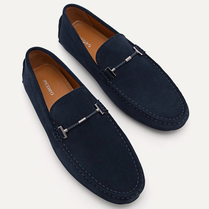 Terlaris Sepatu Casual Pria Pedro Ori Pedro Suede Loafers Moccasins Navy 39-45