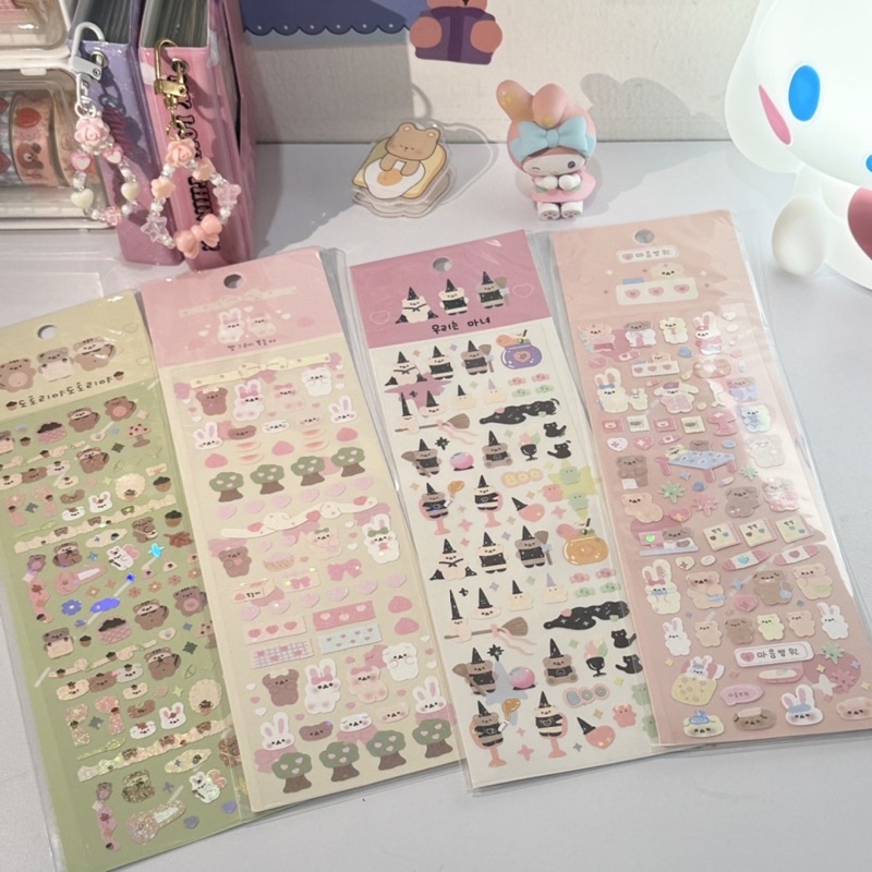 

sticker confetti glitter bear brown pink stiker volzzi korean deco photocard readystock B1014 B621 B1727