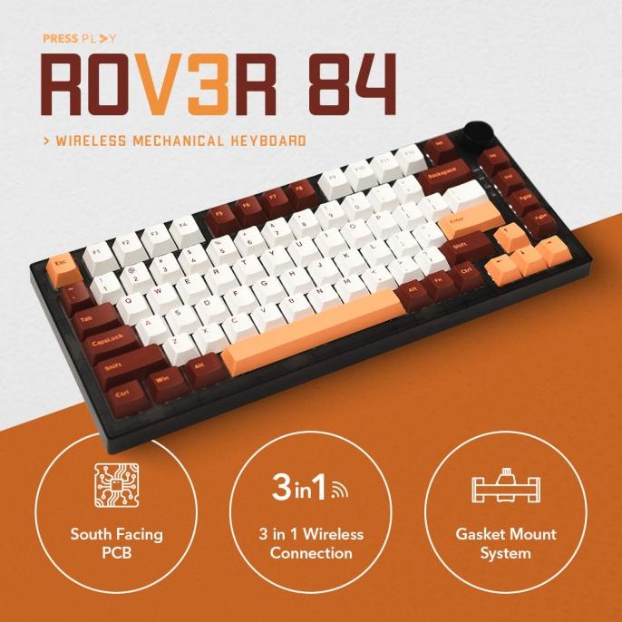 ROVER84 v3 Wireless Mechanical Keyboard Gasket Mount by Press Play