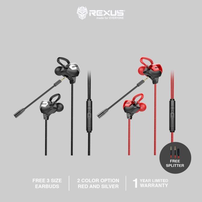 Rexus Gaming Earphone ME-6 / ME6 with Dual Microphone Free Splitter