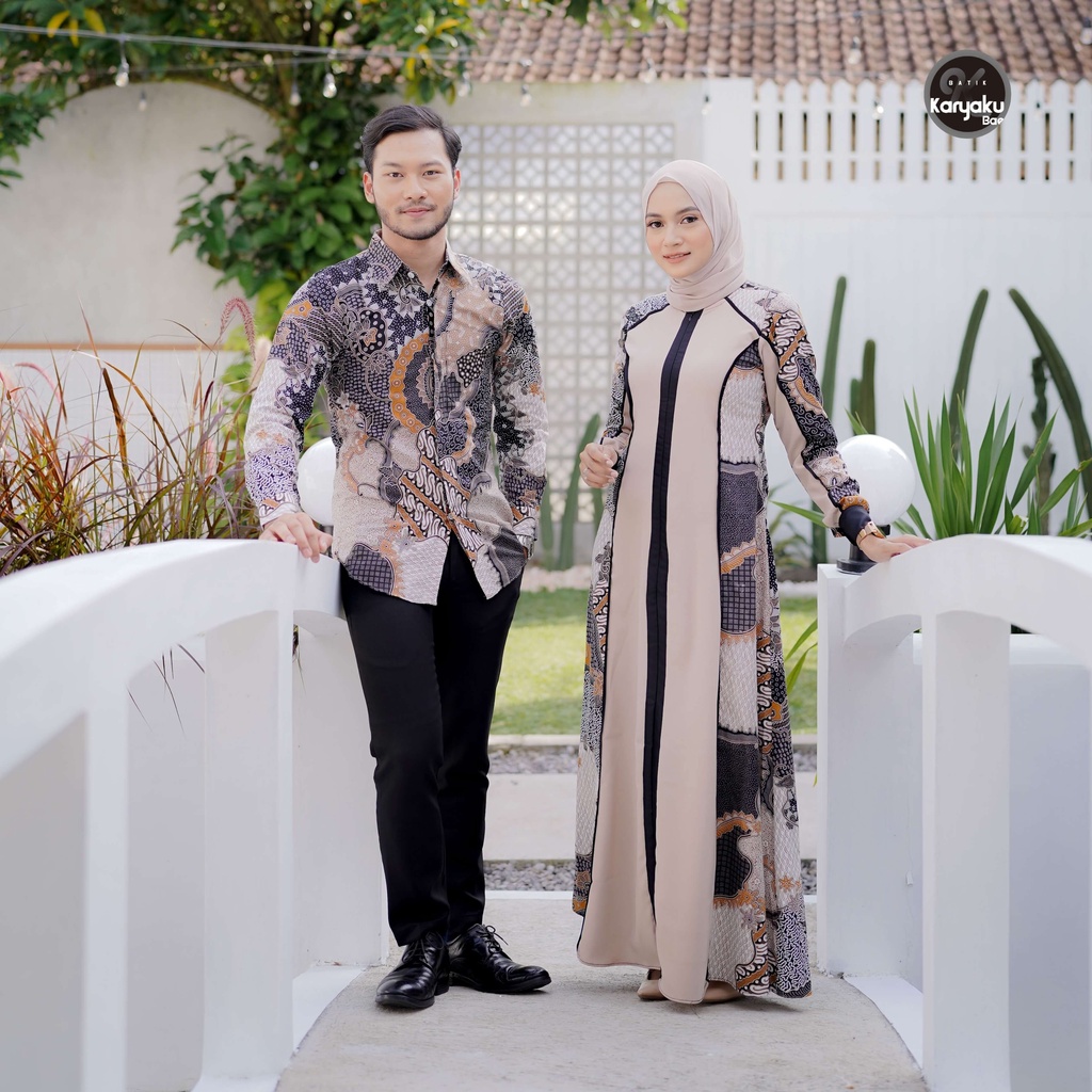 Baju Gamis Couple Kemeja Batik Casual Untuk Kondangan Atau Lamaran Model Terbaru