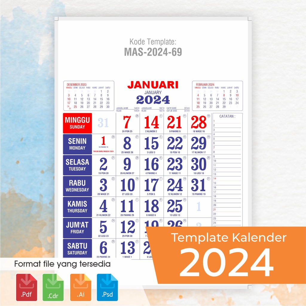 

Template Kalender Kerja 2024 69, Dilengkap Dengan Penanggalan Jawa, Hijriyah, Pasaran, china, Imlek, pranotomongso, wukon, MAS-2024-69