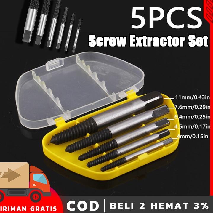 Disc Xtra 8p3Od Tap Baut Tekiro/Screw Extractor 5 Pcs Pembuka Baut Set Tap Balik- Screw Extractor Ha