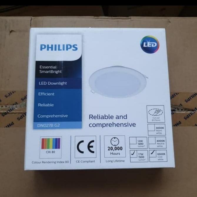 Lampu Panel Downlight Philips DN027B 17W Gen2 Warna Putih