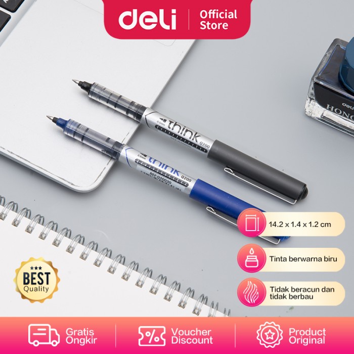 

Sale Deli Roller Pen / Pulpen Biru Tidak Beracun & Berbau 12pcs/Box EQ20030 /ALAT TULIS