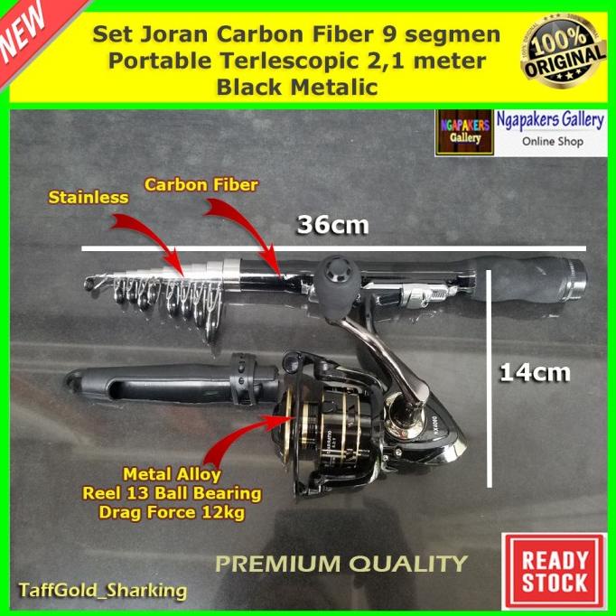 Set Joran Mini Carbon Fiber Pro Portable Telescopic Premium Metalic