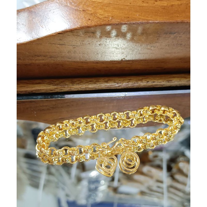 gelang belitung donat bahan emas lapis ada tok pm 999