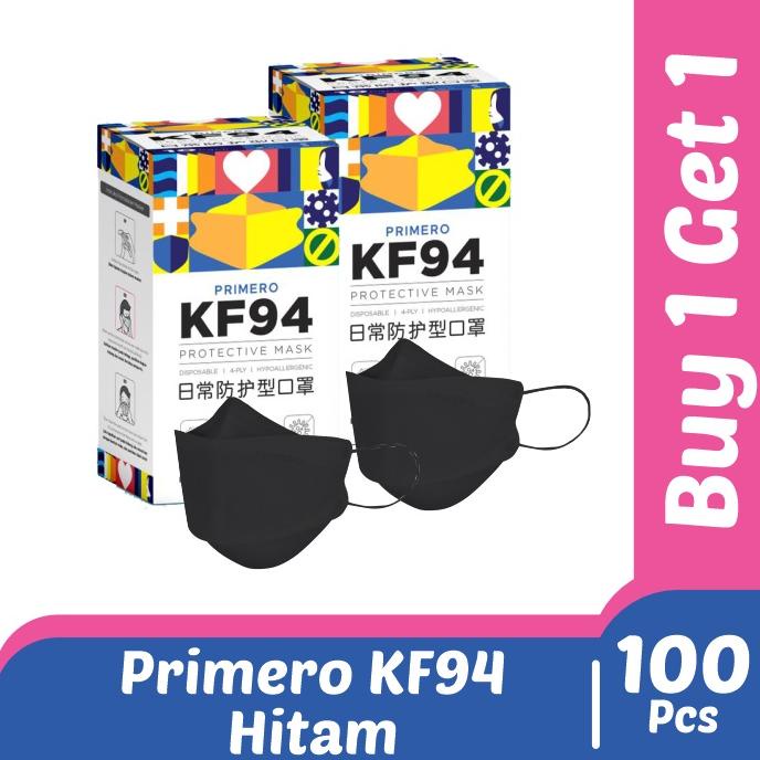 Masker Kf94 - Masker, Kf94, Primero Buy 1 Get 1 - Masker Kf94 4Ply Hitam - 1 Box Isi 50Pcs