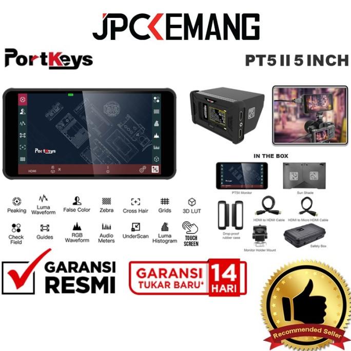 Portkeys PT5 II 5" Inch 4K Touchscreen Monitor Eksternal PT5II RESMI