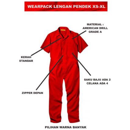 TERMURAH Wearpack Katelpak Baju Bengkel Otomotif Lengan Pendek XS-XL