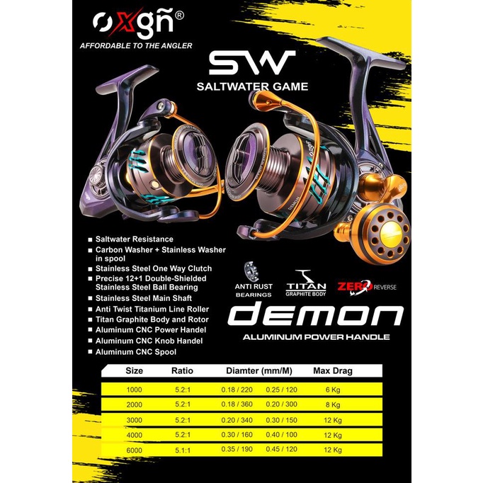 REEL PANCING SW OXGN DEMON 9+1 BB | 1000-6000 POWER HANDLE SALTWATER