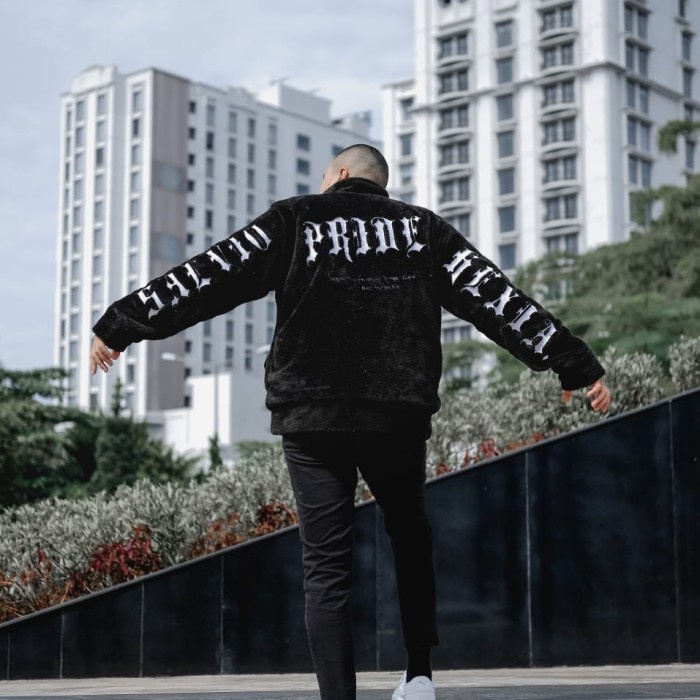Termurah jaket sherpa pria - jaket murah - jaket distro - jaket salvio hexia - BLACK, L
