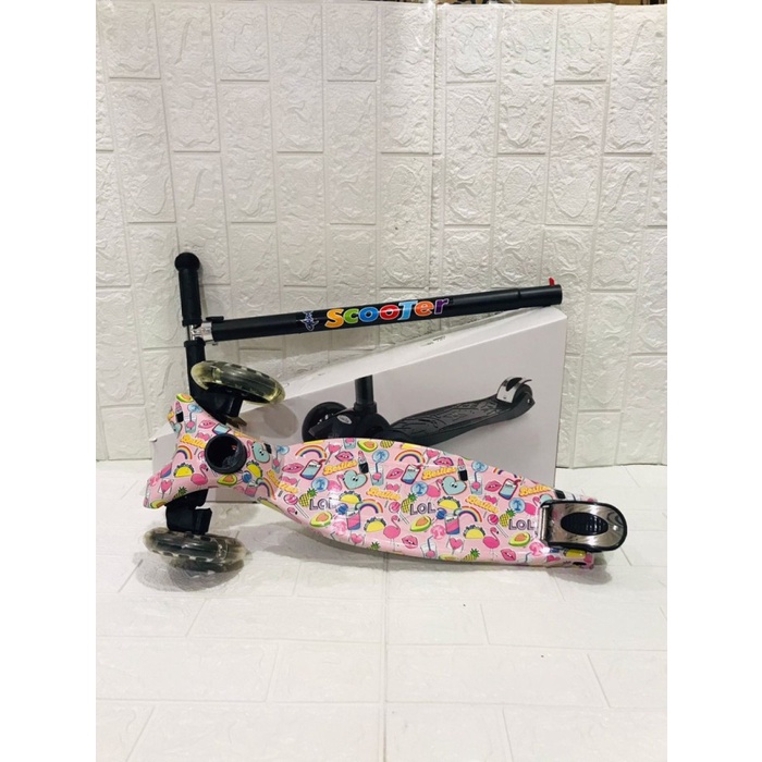 21St Scooter Otoped Motif Anak Skuter Anak Roda 3 (KHUSUS PINK) (L4V2) Rem Tangan Manual Genjot Rem 