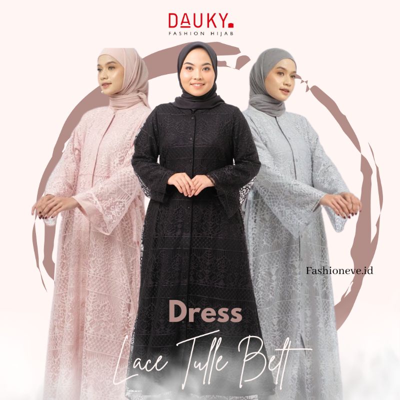DAUKY GAMIS BRUKAT TERBARU DRESS BRUKAT DAUKY L DRESS LACE TULLE BELT ORIGINAL
