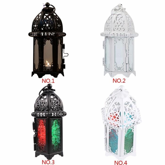 Terlaris Tempat Lilin Model Lentera Gantung Bahan Metalkristalkaca Gaya Maroko