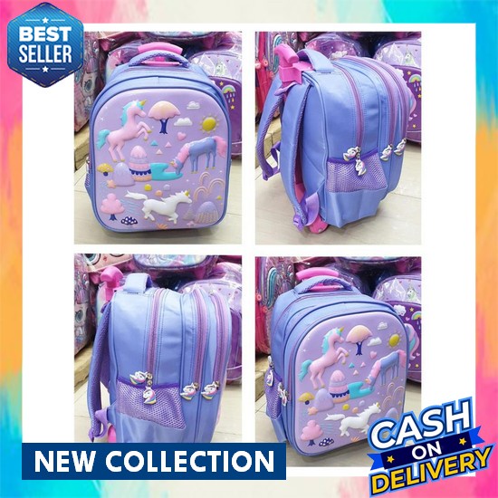 Ransel Troli Anak Perempuan Sd Karakter Timbul 6D Tas Sekolah Anak Perempuan Tas Troli Anak Perempua