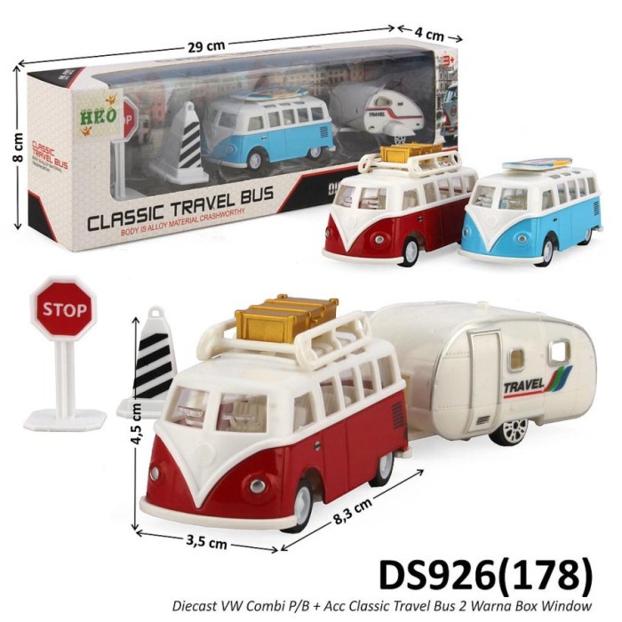 Hot Sale Diecast Mobil Classic Travel Bus Set Volkswagen Terbaru