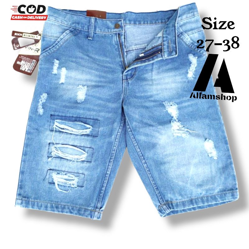 Celana Pendek Sobek Pria Celana Jeans Pendek Sobek Ripped Jeans Kualitas Distro Celana Sobek Pria