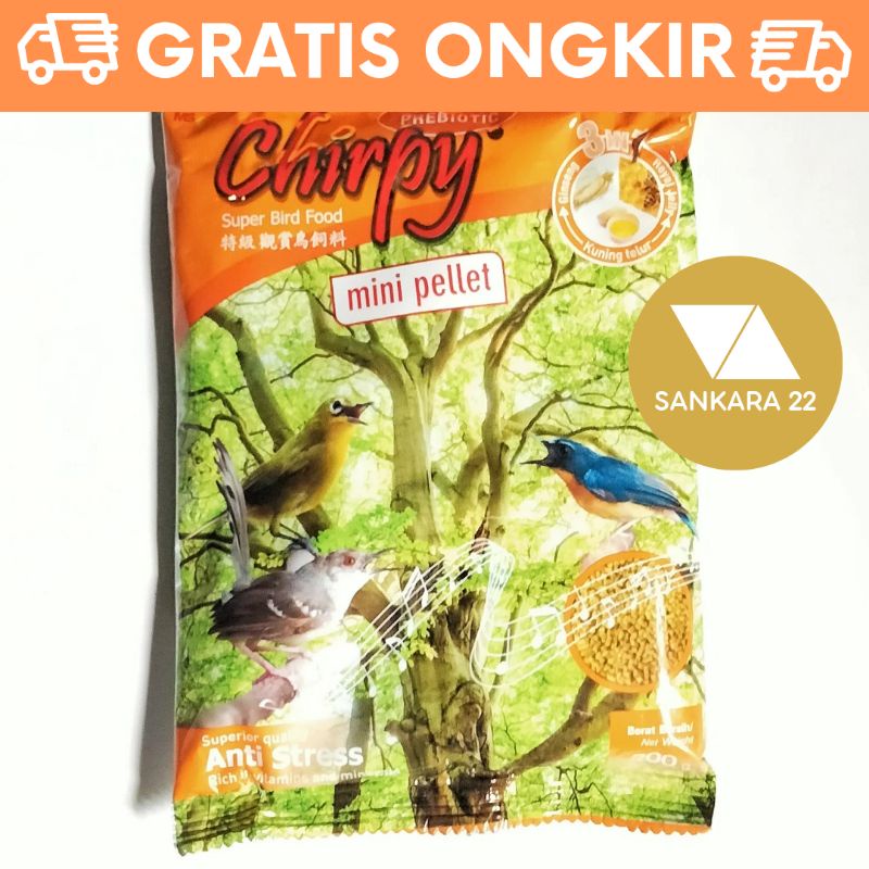 MAKANAN BURUNG BERKICAU CHIRPY MINI PELLET KUNING 3IN1 VOER KECIL GACOR JUARA NUTRIBIRD TOPSONG FANC