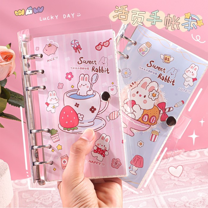 

TERLARIS Terlaris 100 lembar Binder note A6 cute rabbit/ Daily planner/ Agenda/ /BUKU TULIS