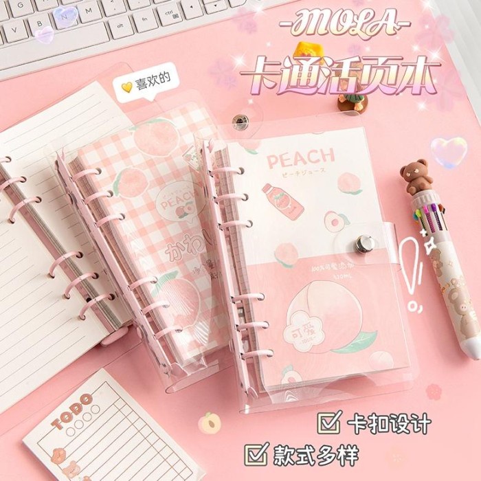

Sale Binder note A6 cute peach / Buku catatan 100 lembar/ Notebook journal /BUKU TULIS SEKOLAH/BUKU
