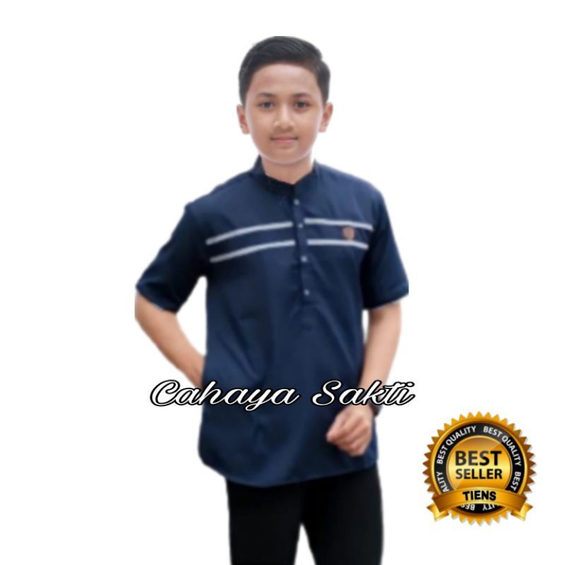 Koko anak lengan pendek SD SMP motif lis