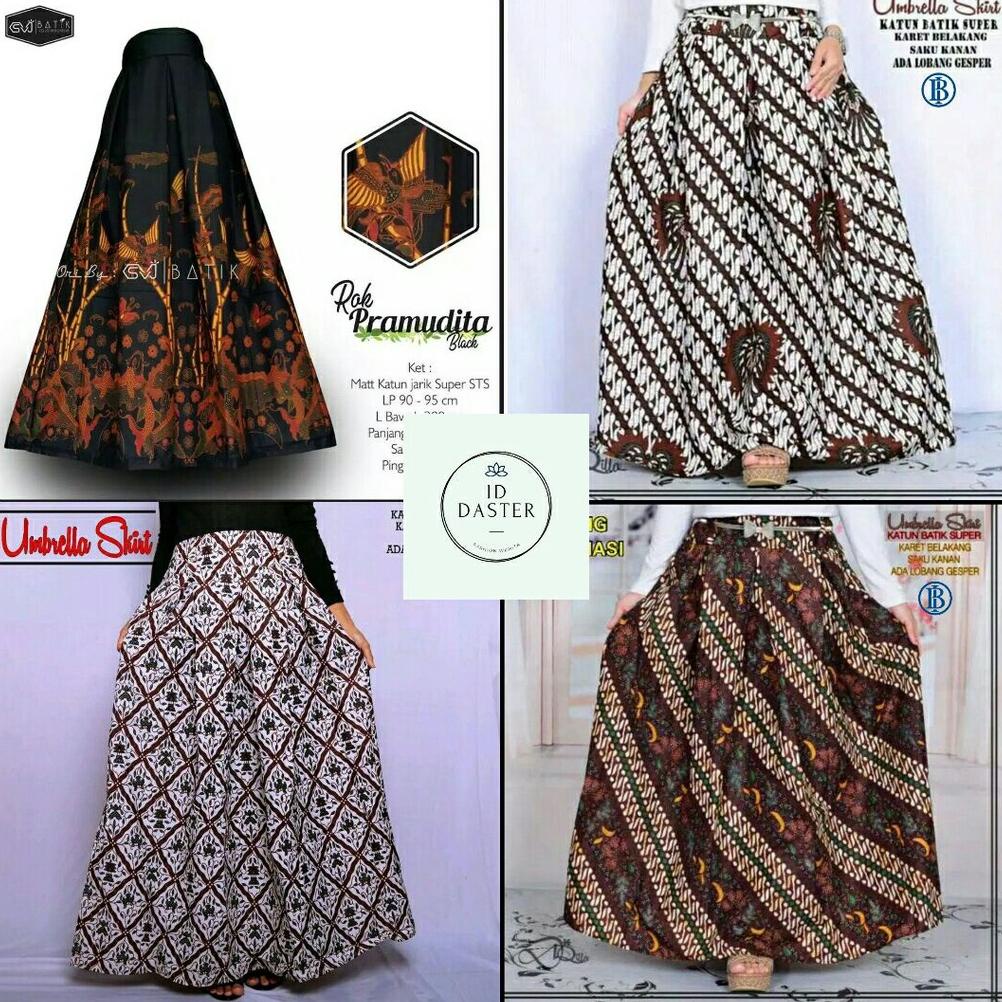 Model Baru Rok Batik Katun Panjang Payung Wanita Unggul Jaya !