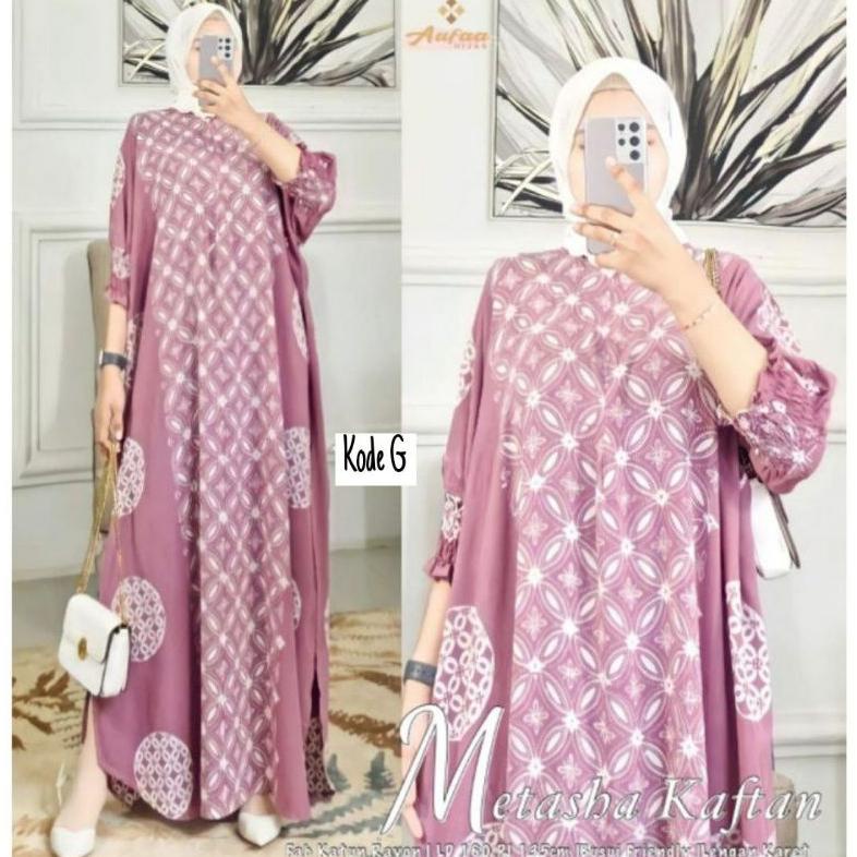 Update Metasha Kaftan Size Jombo XXXXL Motif Cap Encim Warna Soft Busui Resleting Rayon Tebal / Kaft