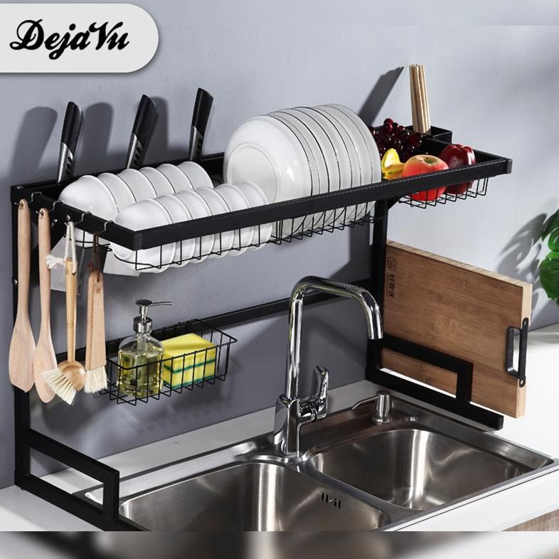 Dejavu Rak Piring Dapur Wastafel Serbaguna Tempat Cuci Piring Stainless Steel Portable Peralatan mak