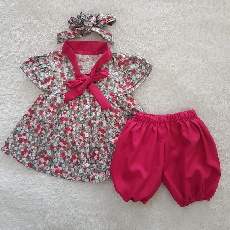 Baju Bayi Flowie ribbon set