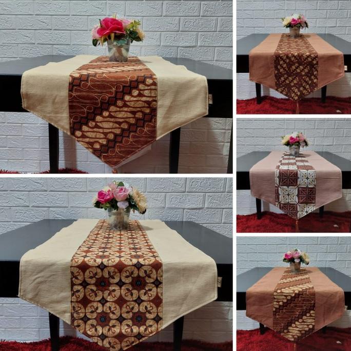 "ZIRA" Taplak Meja panjang Batik, Taplak Meja Dua Lapis Tenun Batik
