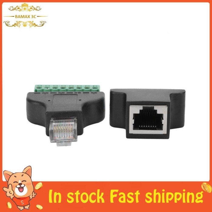 Diskon Spesial Bamaxis 2Pcs Adapter Konektor Rj45 Female Ke Sekrup Terminal 8 Pin Terbaru