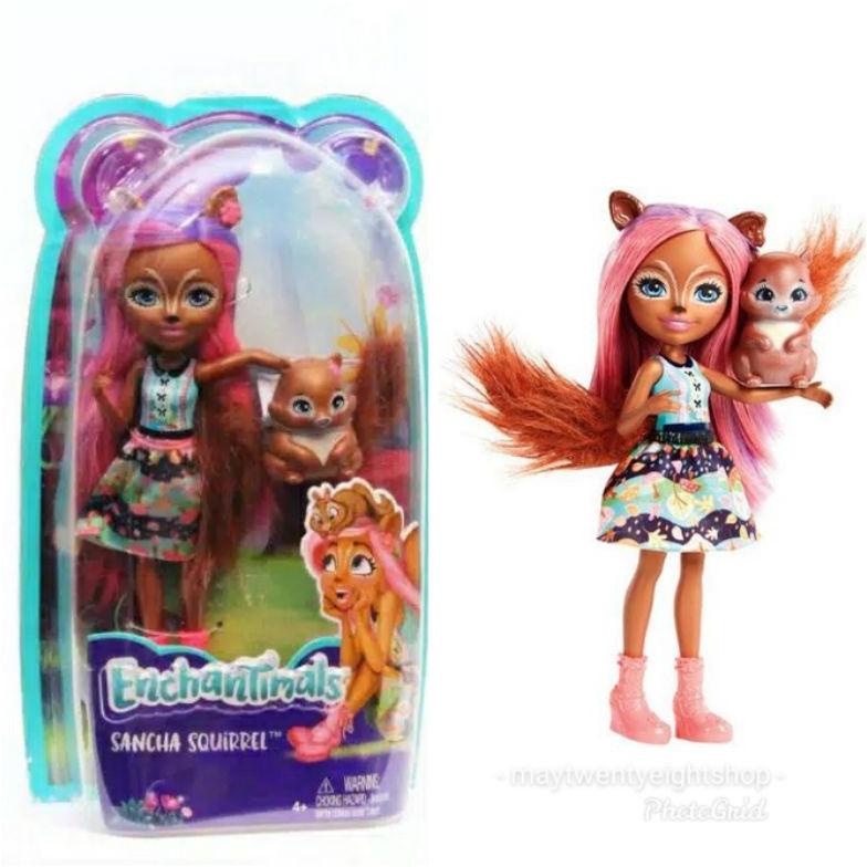 Enchantimals Sancha Squirrel & Stumper Original Mattel / Boneka Barbie Enchantimals Tupai