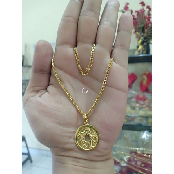 kalung titanium liontin uang bolong arjuna