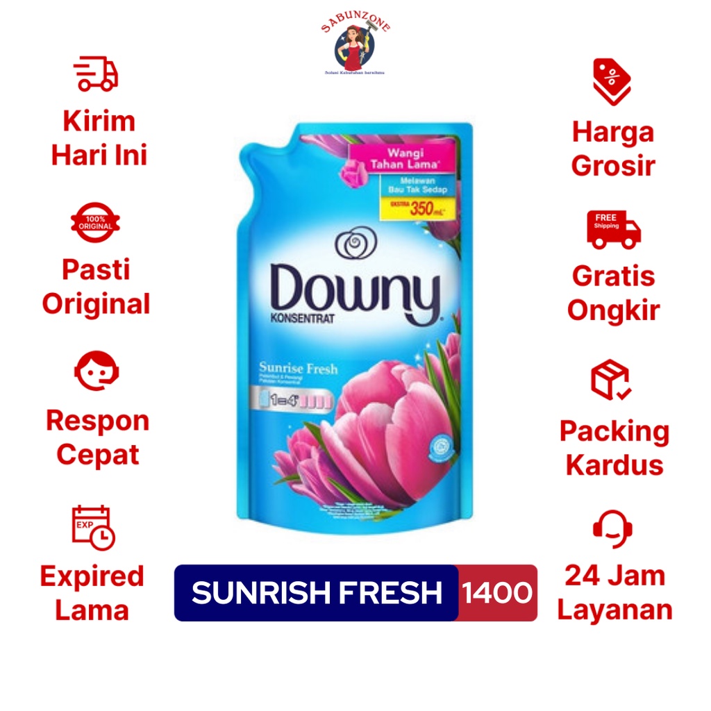Pelembut & Pewangi Pakaian Downy Sunrise Fresh Biru 1,4 L