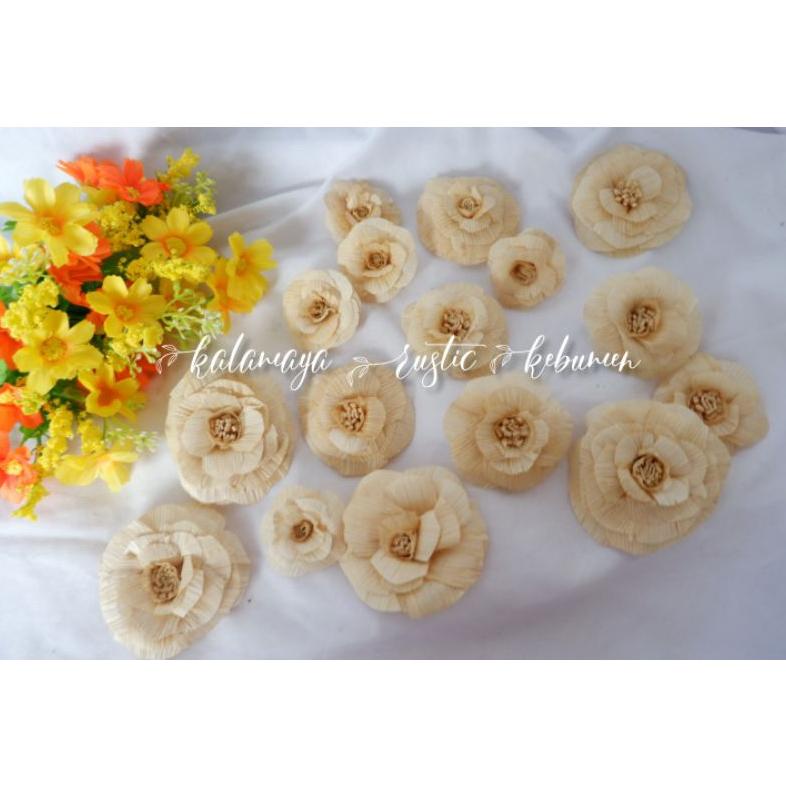 Bunga Klobot Mawar Hiasan Mahar Craft Bunga Kering Dekorasi Rustic Dried Flowers Kerajinan Hantaran