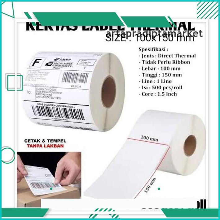 

ISI 500 LBR - KERTAS STICKER LEBAL THERMAL LABEL BARCODE UK 100X150MM !!