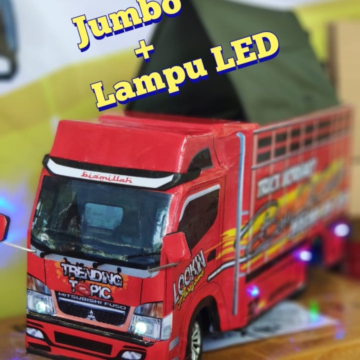 Hot Sale Miniatur Truk Oleng Kayu Triplek Besar Lampu Terpal Terlaris