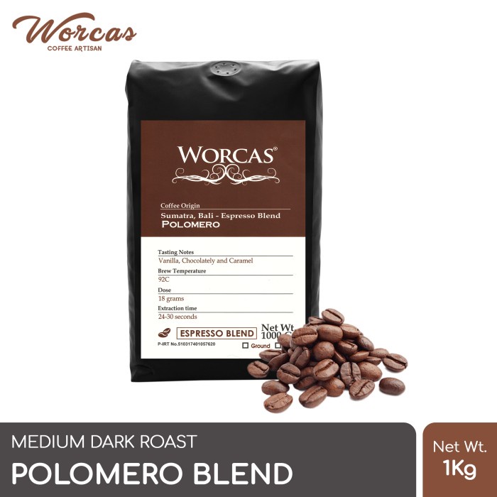 

TERBARU Kopi Polomero Espresso Blend 1 Kg (Biji/Bubuk) Worcas Coffee /KOPI EUBE/KOPI KAPAL