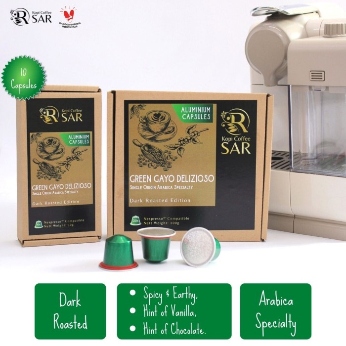 

TERMURAH NESPRESSO COMPATIBLE COFFEE CAPSULES - GREEN GAYO DELIZIOSO ORIGIN /KOPI EUBE/KOPI KAPAL