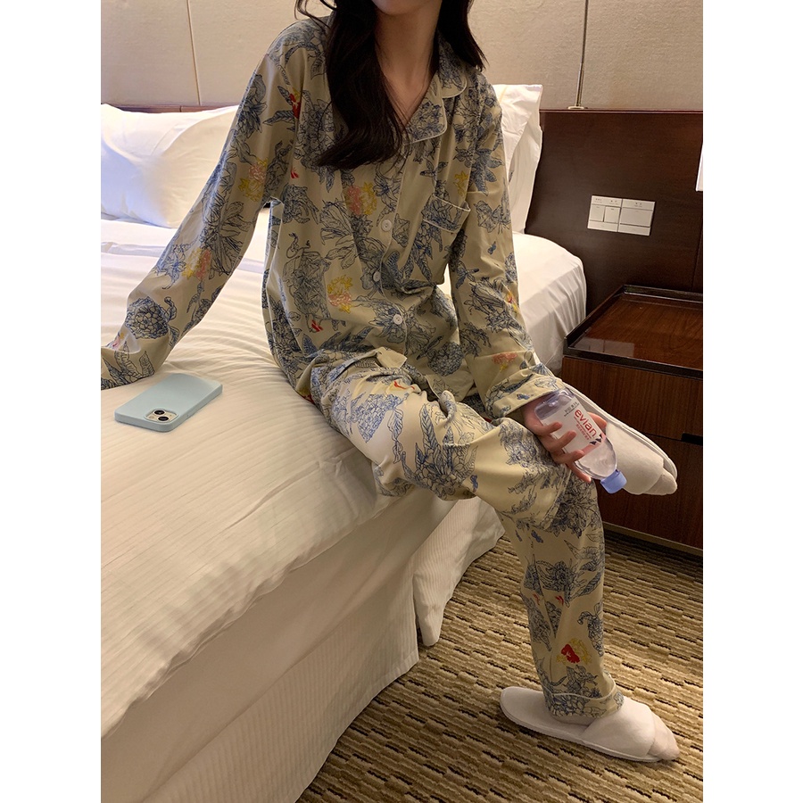 ㍿❁stelan baju tidur wanita Xinbangbang Homedress early spring Korean style flowers comfortable loose home clothes set ladies pajamas #COD baju tidur wanita bahan kaos