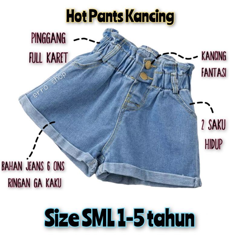 Celana Hotpants Jeans Kancing Pendek Anak 1-5 Tahun Short pants denim jin jins jean bayi balita cewe