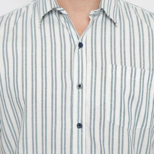 kemeja pria Platini Kemeja Motif Salur Pria Lengan Pendek Katun Biru 73332 - M(Y8Y9) kemeja pria kan