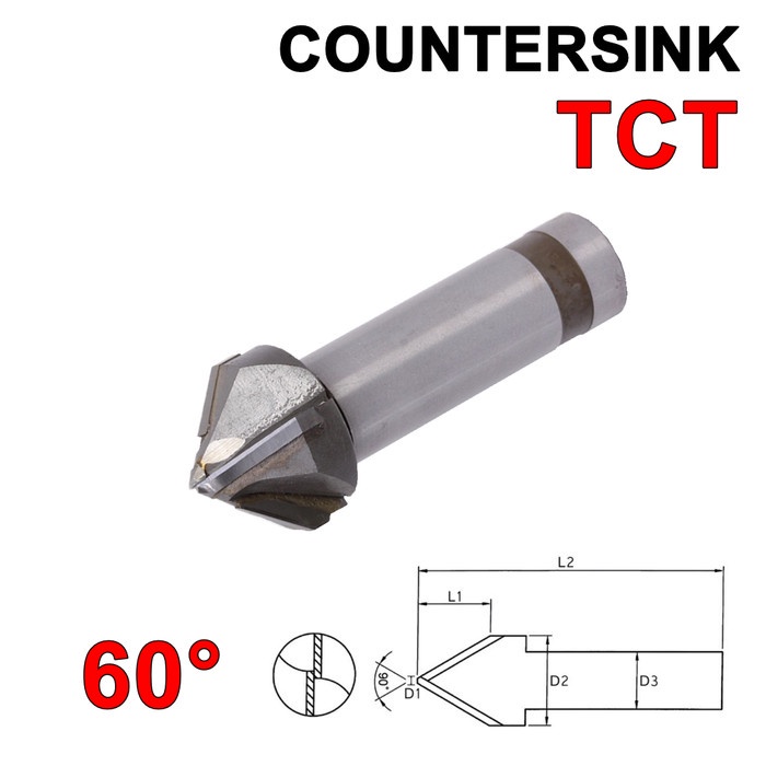 Countersink 16X60° TCT Mata Bor Champer 16 mm Cutter Milling Chamfering 16mm