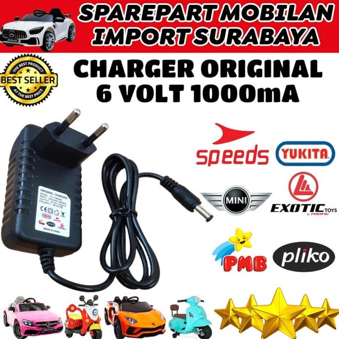 Charger Adaptor 6 Volt Mobil Aki Mainan Anak Motor Aki Anak Vespa