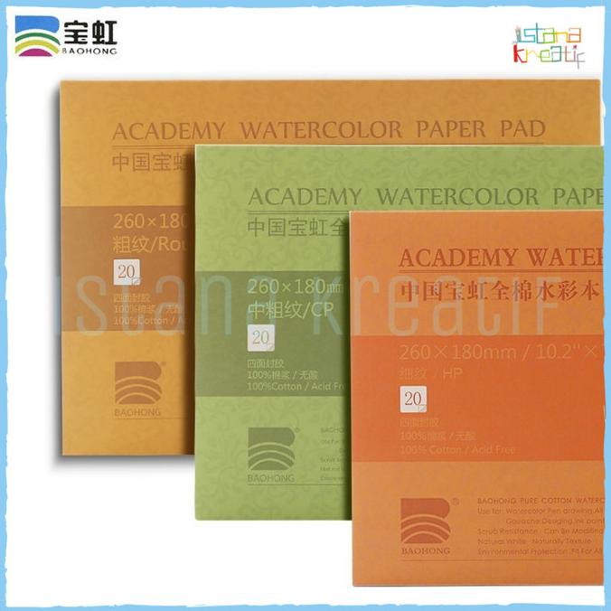 

Baohong Academy Watercolor Paper Pad 260 x 180 mm| 20 Lembar| 300 Gsm