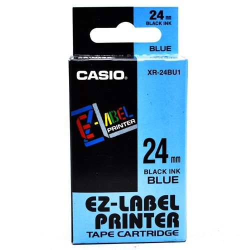 

Terlaris Casio Ez Label Printer Xr-24Bu1 24Mm Black On Blue Label Printer Tape