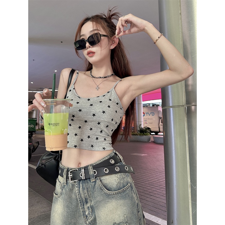 Red American babes bottoming kamisol kecil ceruk musim panas wanita pakaian luar seksi slim fit dan atasan pendek bagian dalam tipis